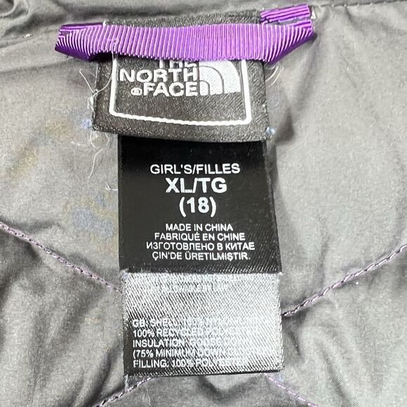 Vintage The North Face Puffer Vest Girls XL Womens Small Goose Down Nuptse 550 - Picture 10 of 12